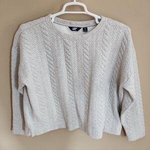 🍄 Lands' End Women's Light Gray Cable Knit Sweater sz xl